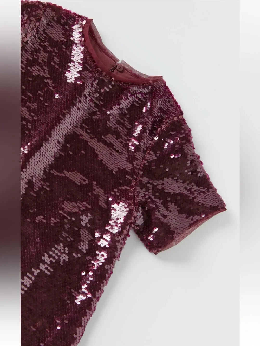 New ZARA Burgundy Sequin Shift Dress
